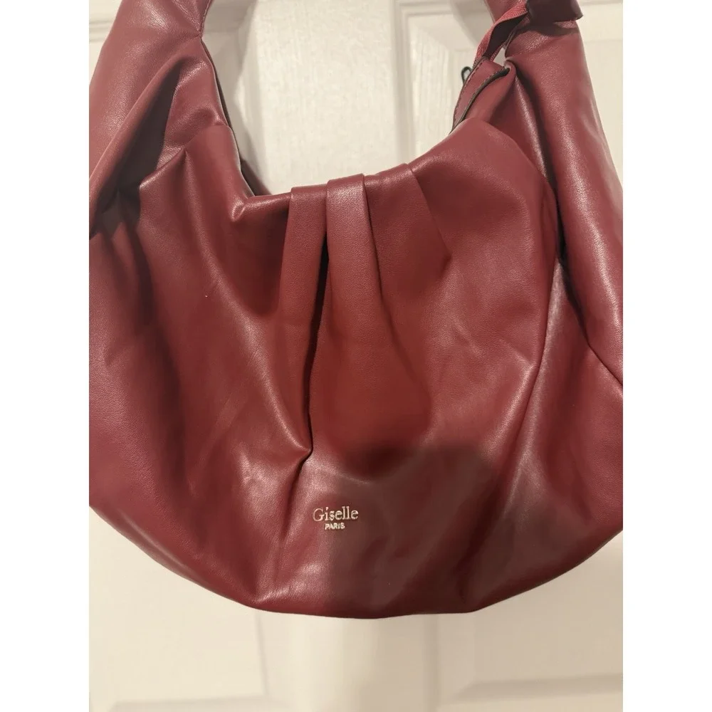 Soft,‎ slouchy Giselle Paris Adele hobo bag in a rich red/burgundy shade